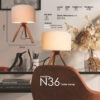 Accent Wooden Table Lamp Handcrafted Cream Masina