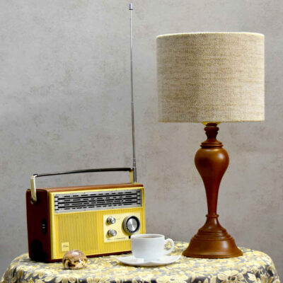 Accent Wooden Table Lamp Handcrafted Cream Narvan