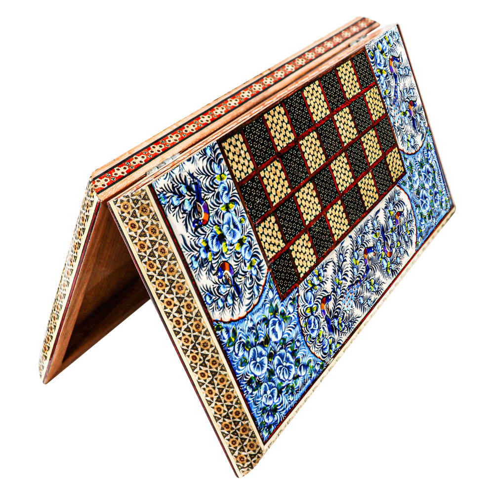 Persian Inlaid Wooden Marquetry Chess Board Model Labe Gerd