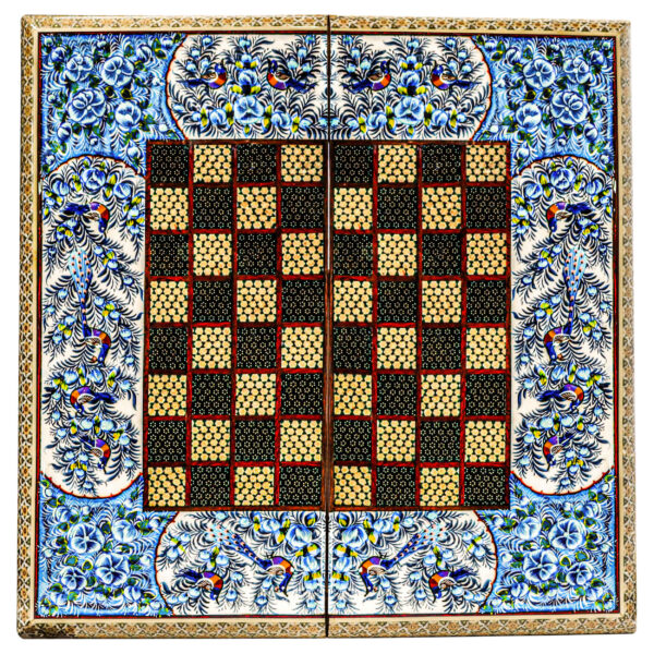 Persian Inlaid Wooden Marquetry Chess Board Model Labe Gerd
