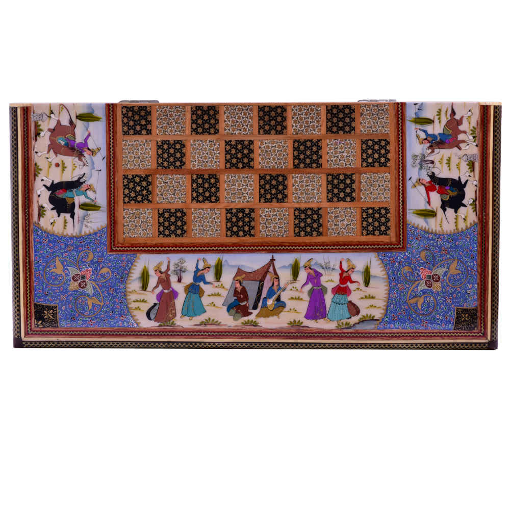 Persian Inlaid Wooden Marquetry Chess Board Model Nafis