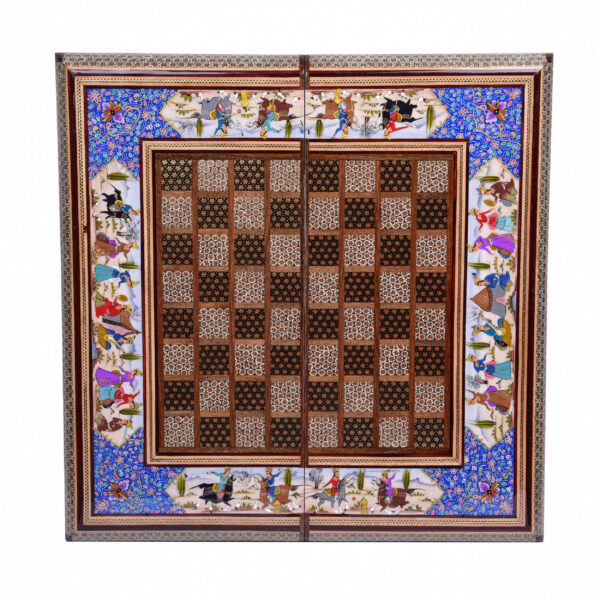 Persian Inlaid Wooden Marquetry Chess Board Model Nafis