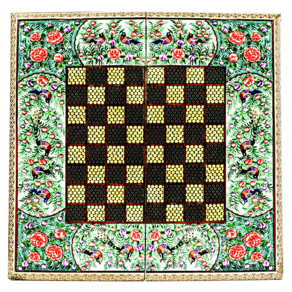 Persian Inlaid Wooden Marquetry Chess Board Model Naghashi
