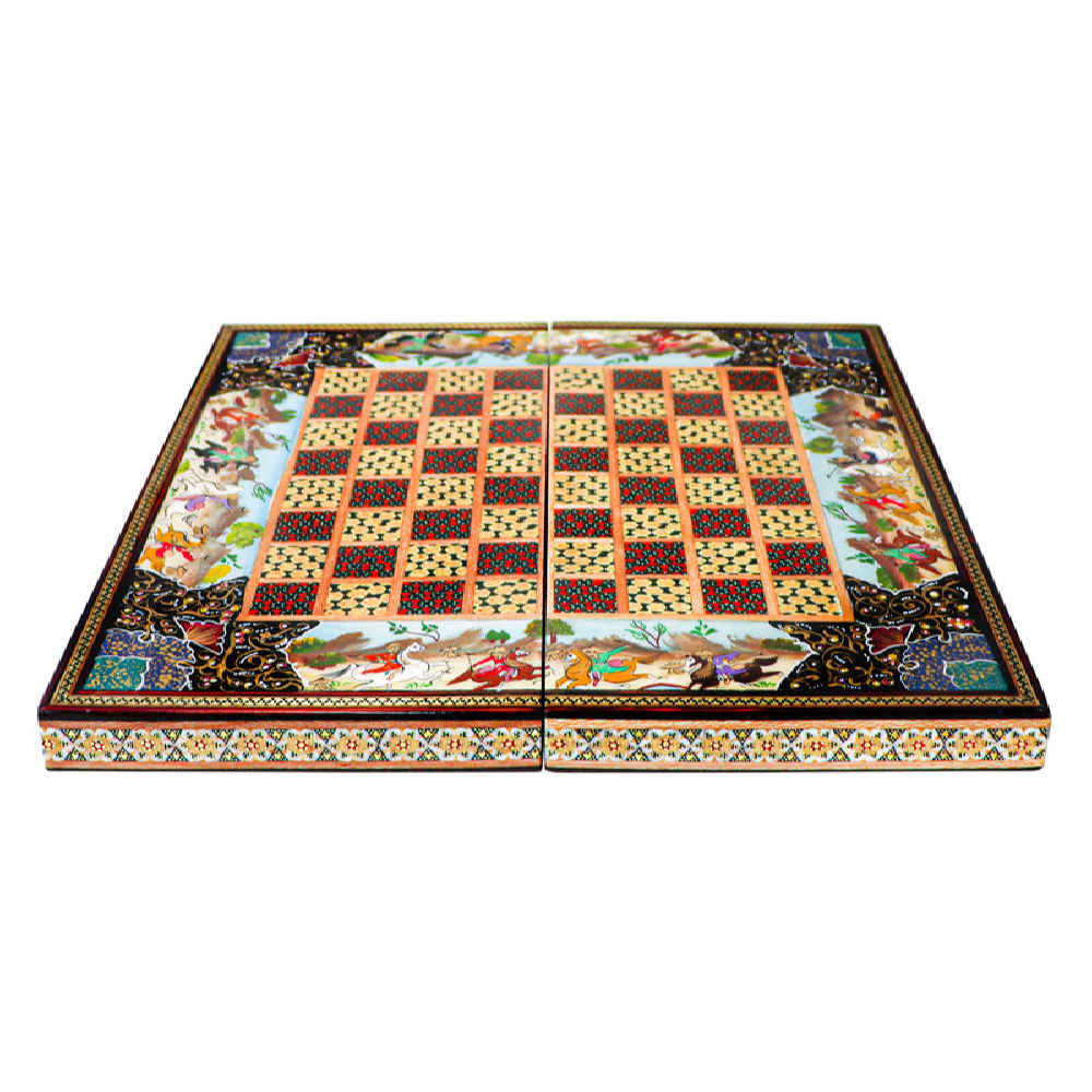 Persian Marquetry Chess Board Tazhib