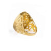 Steel Signet Ring with Garnet Resin Covered and Gold Plated Man Calligraphy