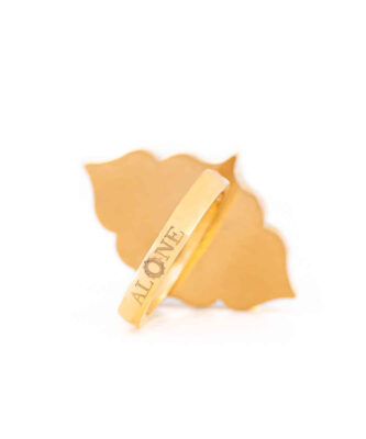 Steel Signet Ring with Garnet Resin Covered and Gold Plated Jaan Calligraphy