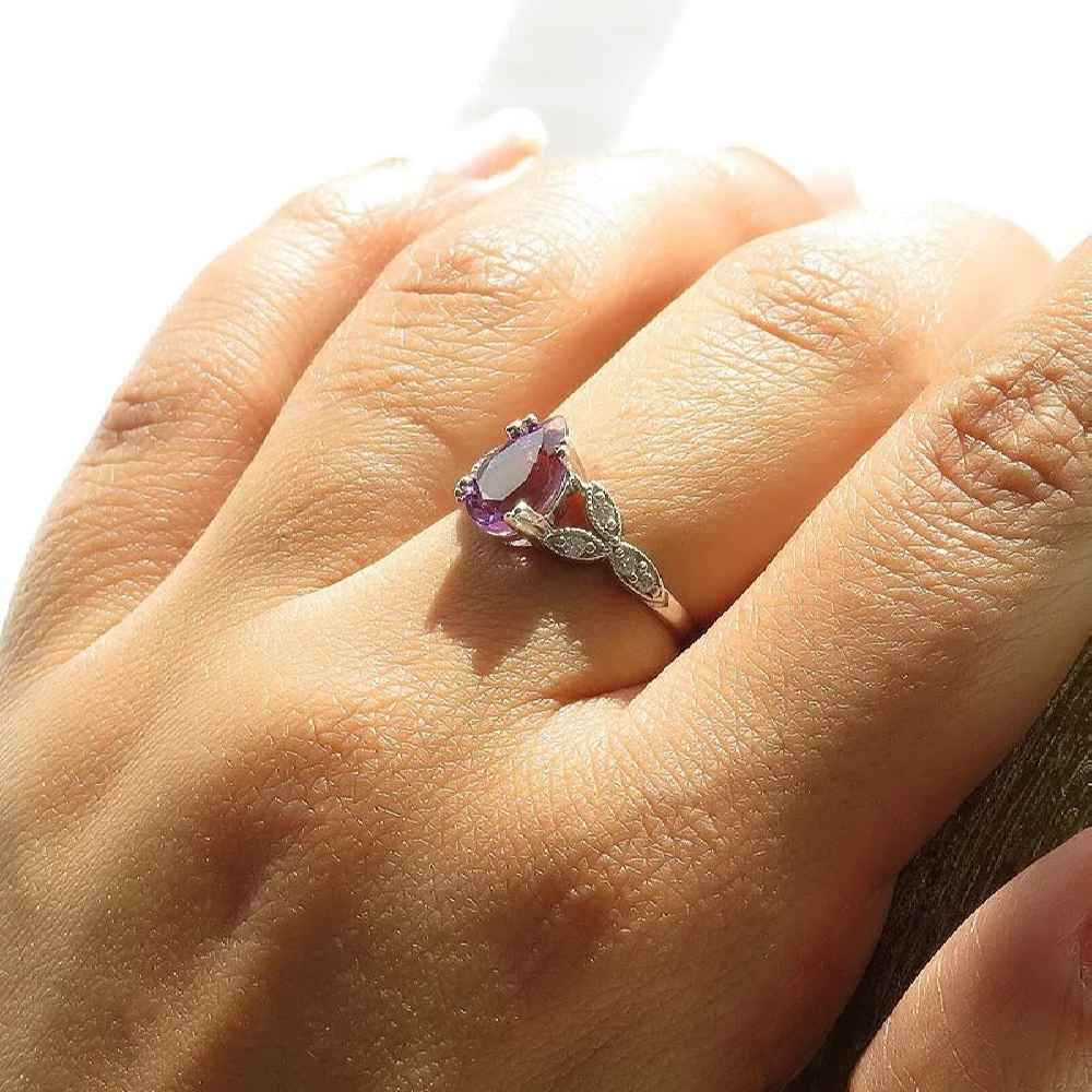 Purple Amethyst Silver Ring For Women Mana