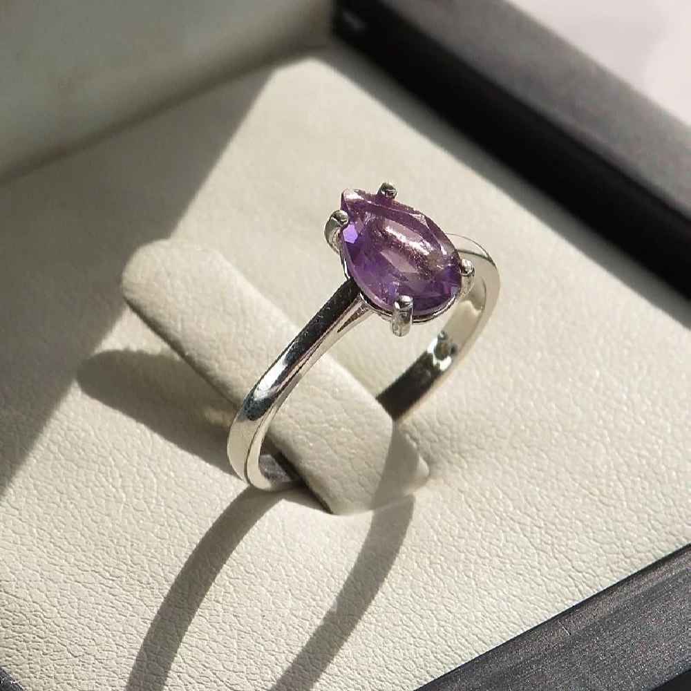 Purple Amethyst Silver Ring For Women Zarif