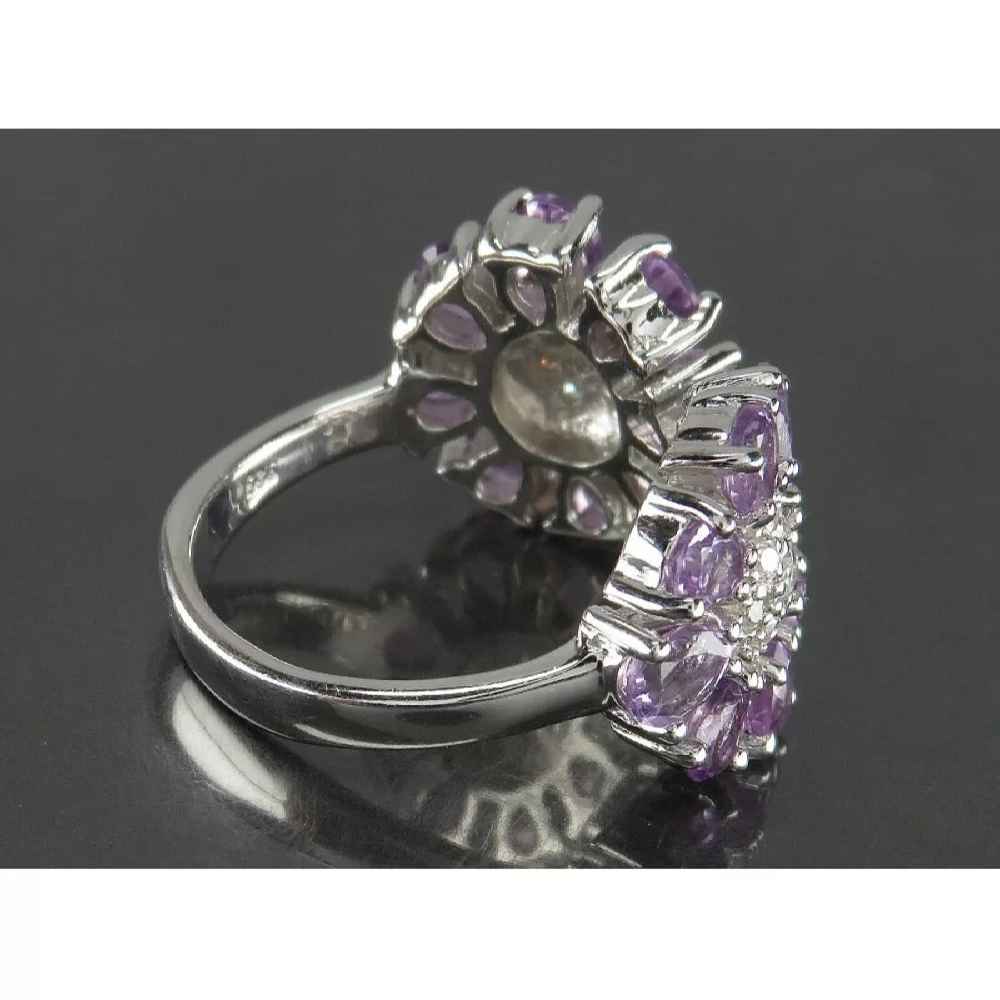 Purple Amethyst Silver Ring For Women Shokofeh