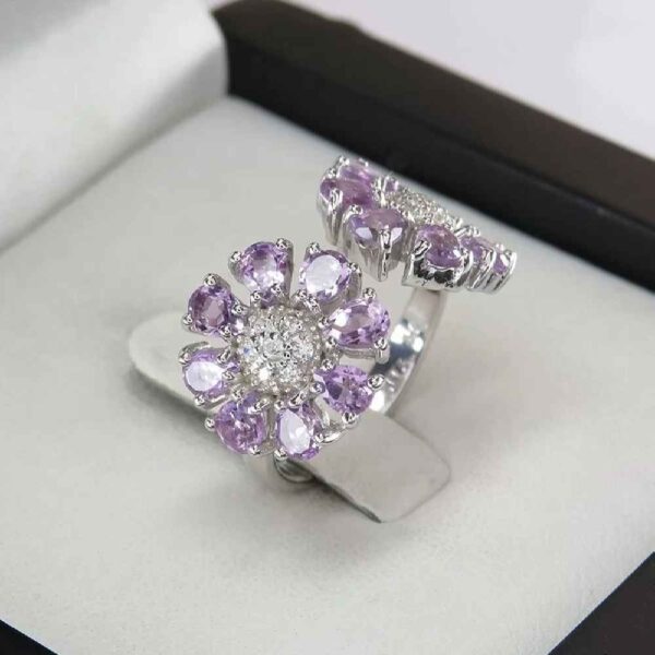 Purple Amethyst Silver Ring For Women Shokofeh