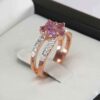 Purple Amethyst Silver Ring For Women Flower