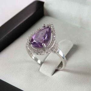 Purple Amethyst Silver Ring For Women Fakher