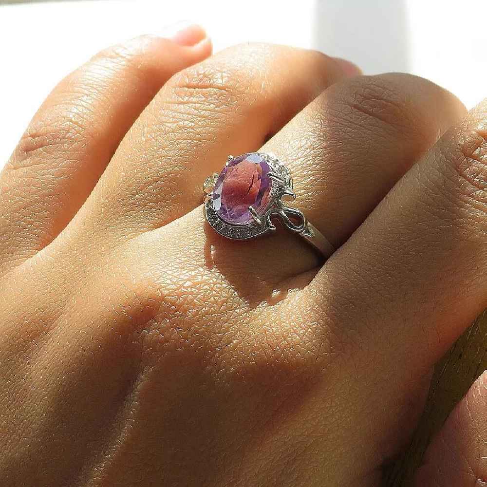 Purple Amethyst Silver Ring For Women Nazi
