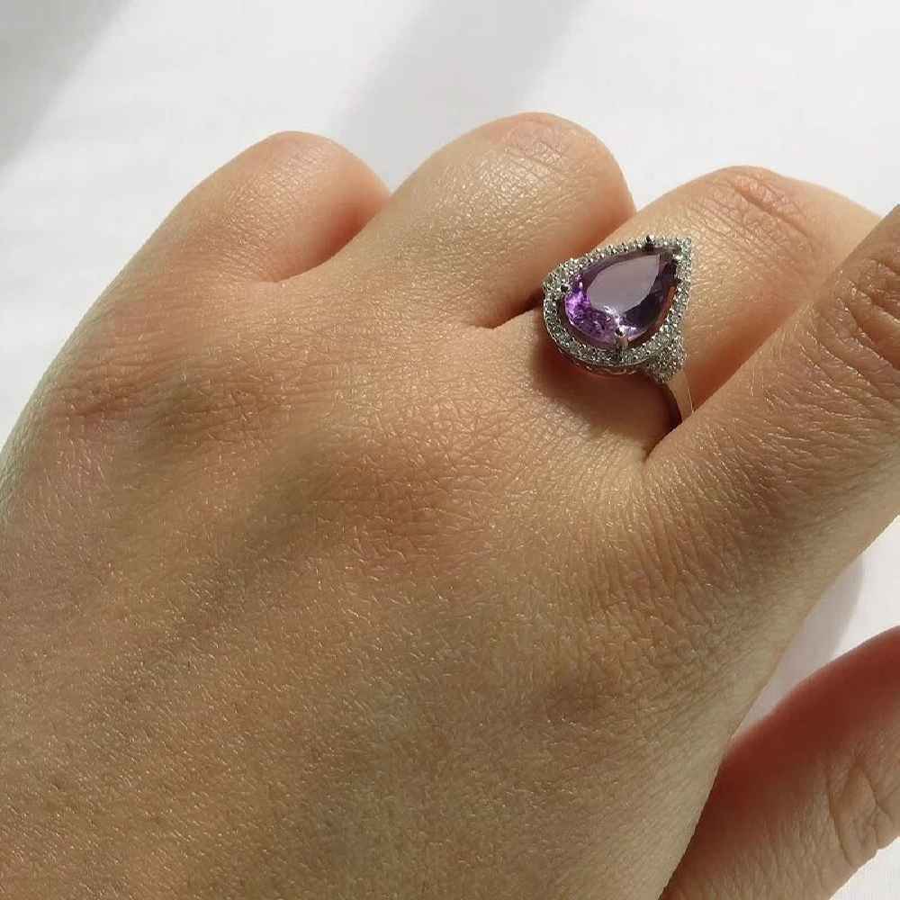 Purple Amethyst Silver Ring For Women Fakher