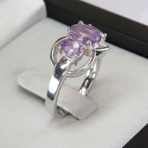 Purple Amethyst Silver Ring For Women Banafshe