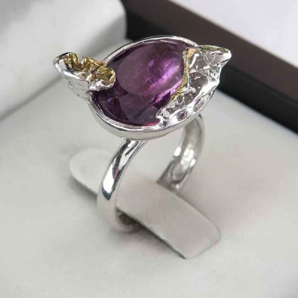 Purple Amethyst Silver Ring For Women Bahar