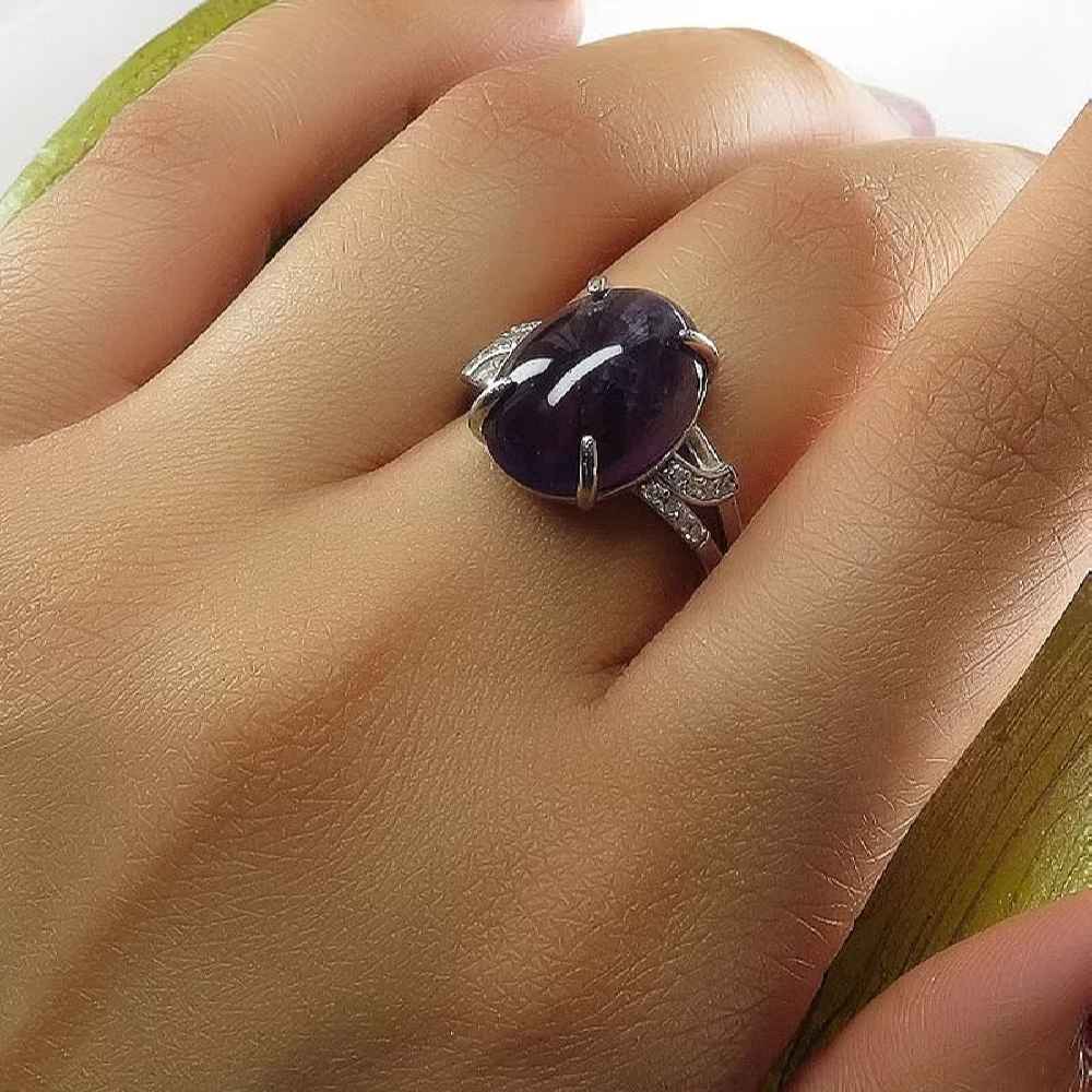 Purple Amethyst Silver Ring For Women Daam