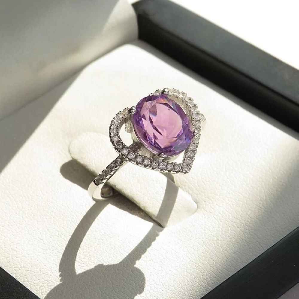 Purple Amethyst Silver Ring For Women Delbar
