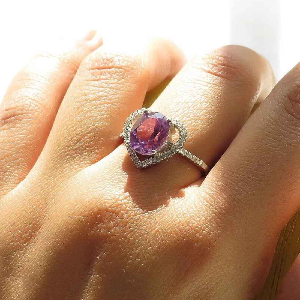 Purple Amethyst Silver Ring For Women Delbar