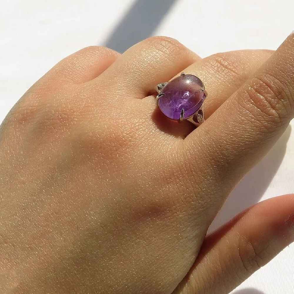 Purple Amethyst Silver Ring For Women Damle