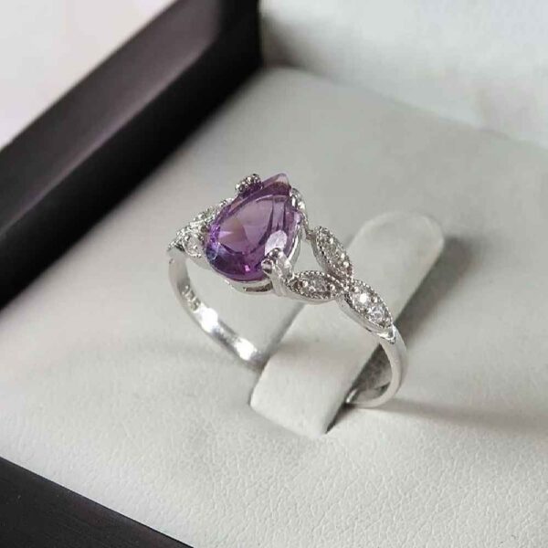 Purple Amethyst Silver Ring For Women Nazanin