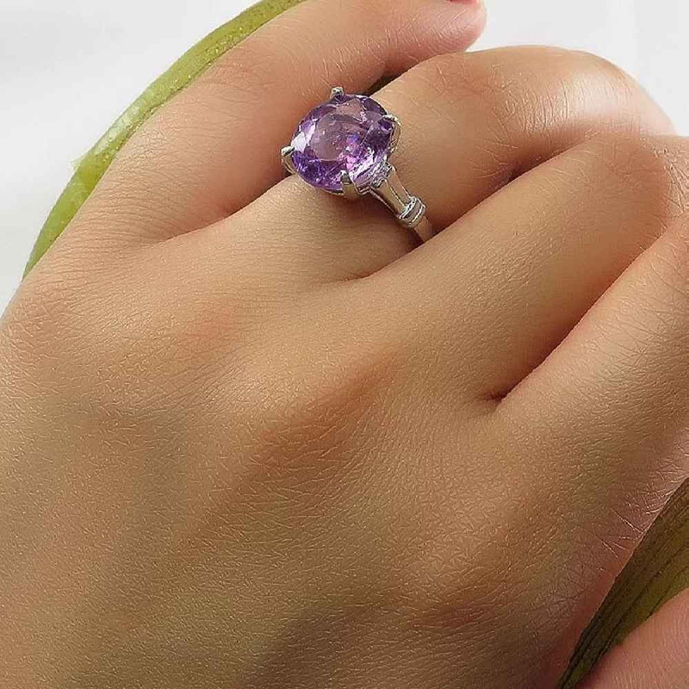 Purple Amethyst Silver Ring For Women Mahshid