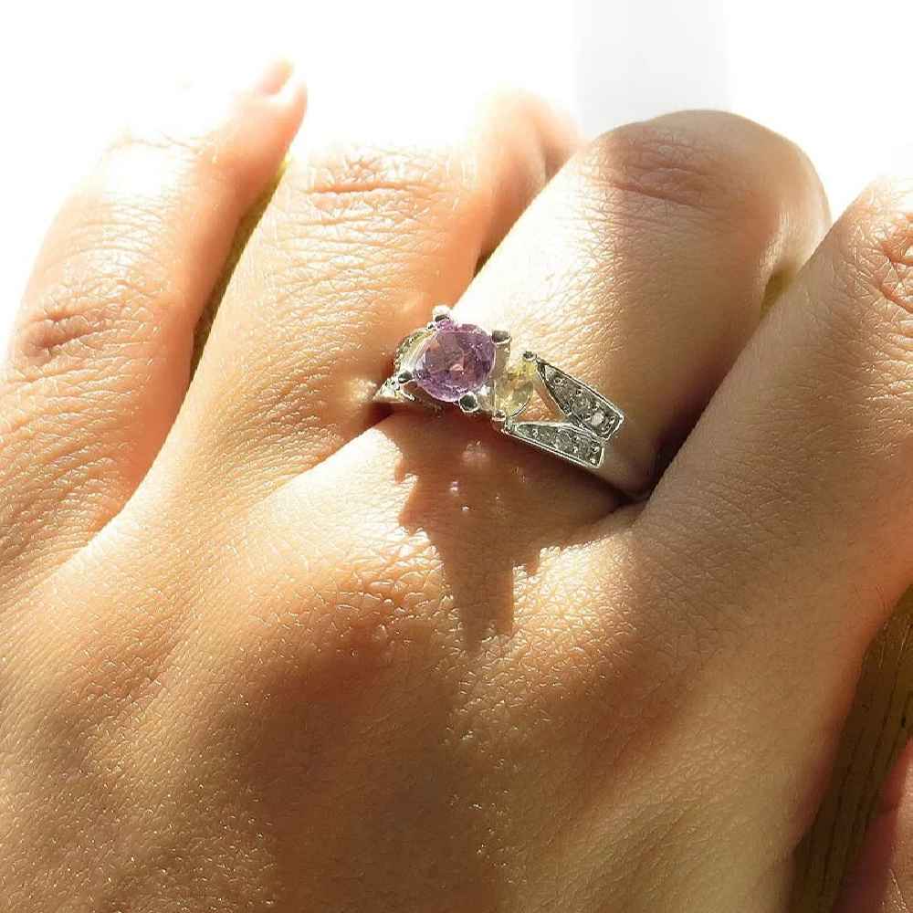 Purple Amethyst Silver Ring For Women Sanaz