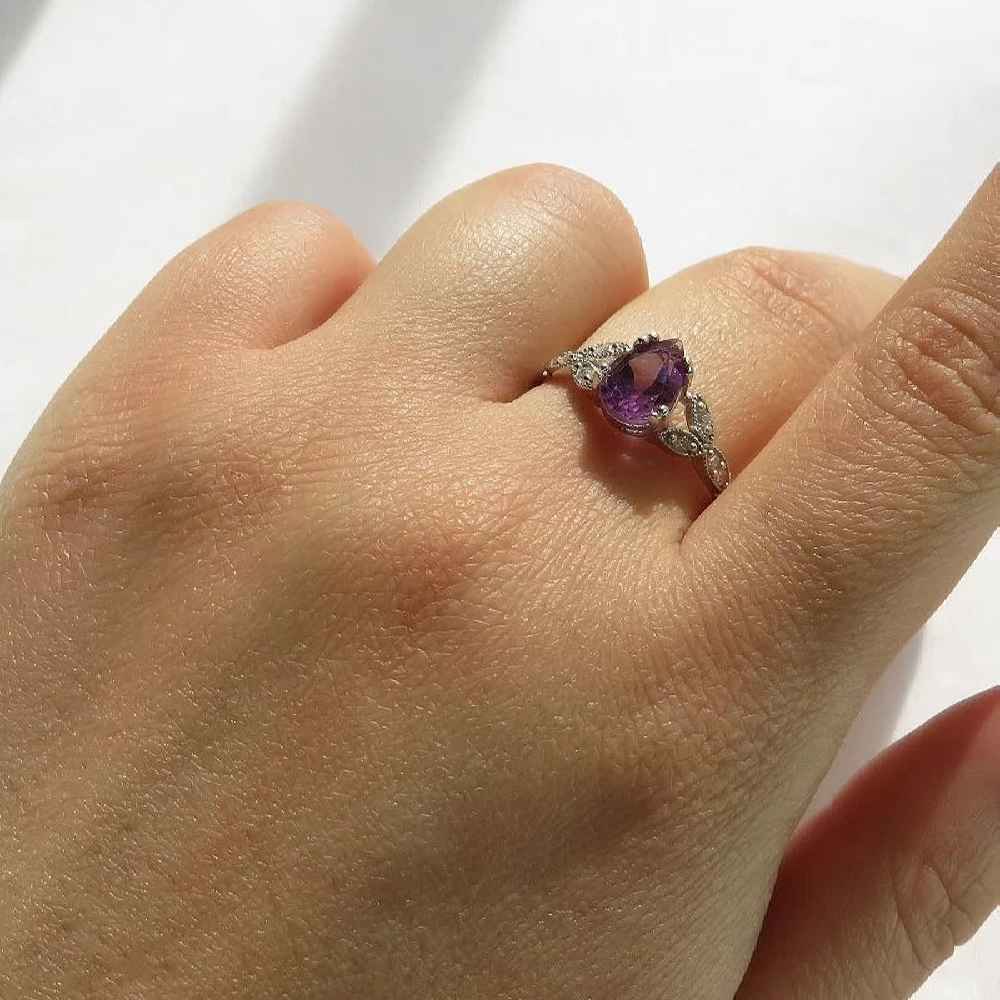 Purple Amethyst Silver Ring For Women Nazanin