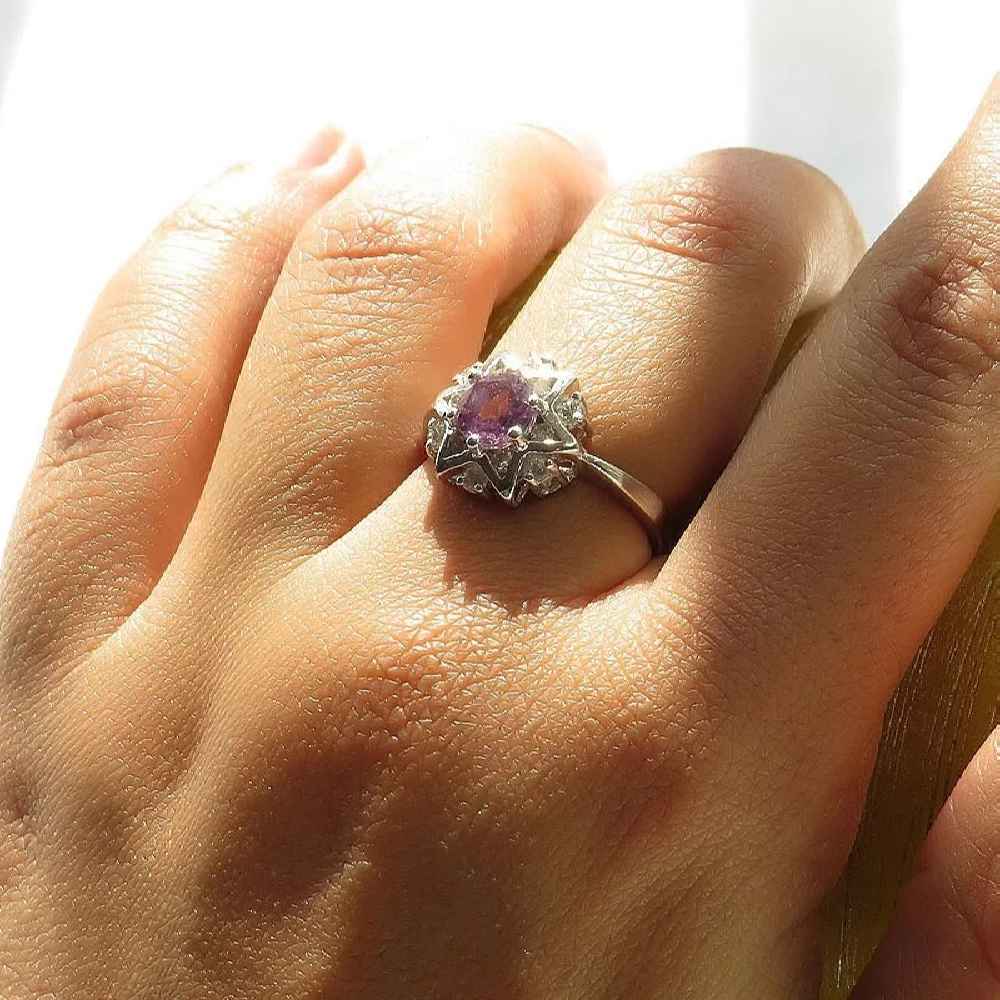 Purple Amethyst Silver Ring For Women Setareh