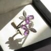 Purple Amethyst Silver Ring For Women Butterfly