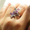 Purple Amethyst Silver Ring For Women Butterfly