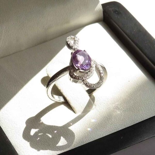 Purple Amethyst Silver Ring For Women