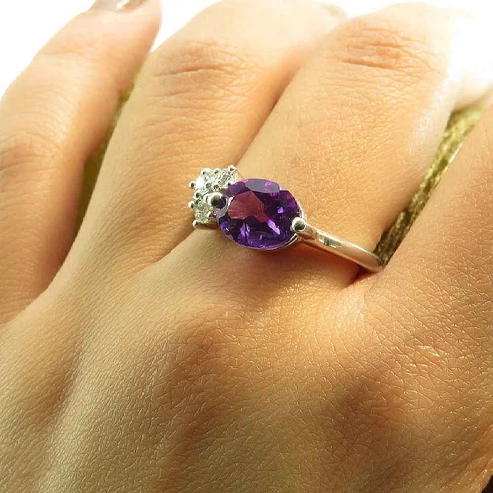 Purple Amethyst Silver Ring For Women Mehrnaz