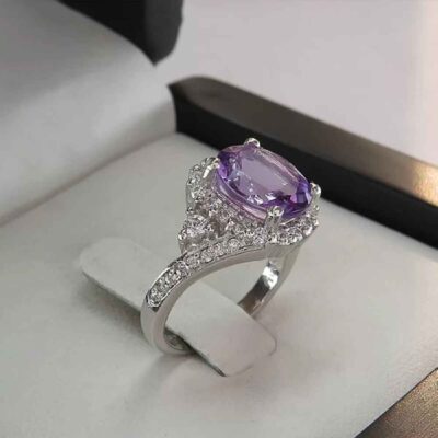 Purple Amethyst Silver Ring For Women Princess