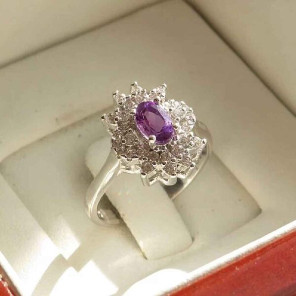 Purple Amethyst Silver Ring For Women Sarvenaz