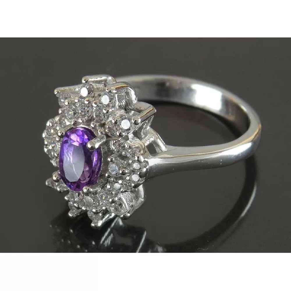 Purple Amethyst Silver Ring For Women Sarvenaz
