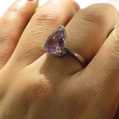 Purple Amethyst Silver Ring For Women Ashk