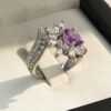 Purple Amethyst Silver Ring For Women Ashrafi