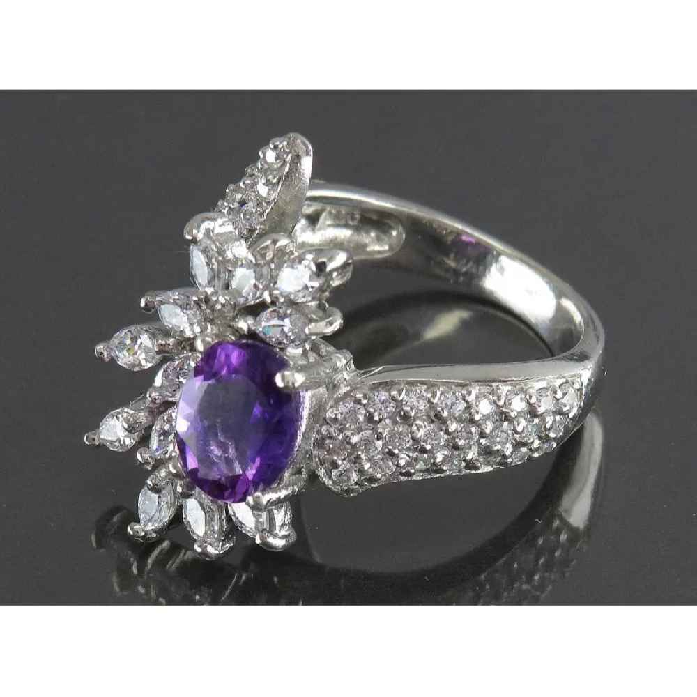 Purple Amethyst Silver Ring For Women Ashrafi