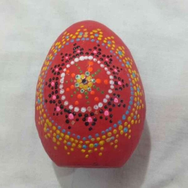 Decorative Hand Painted Pottery Egg - Red Bita