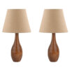 Set of 2 Accent Wooden Table Lamp Handcrafted Safa