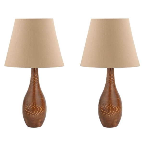 Set of 2 Handmade Wooden Table Lamp