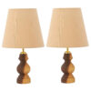 Set of 2 Accent Wooden Table Lamp Handcrafted Hoor