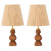 Set of 2 Accent Wooden Table Lamp Handcrafted Hoor