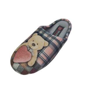 Soft Gray Women’s Plush Slippers Model Teddy Bear