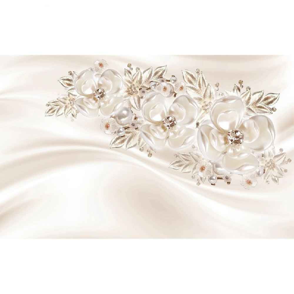 White Floral Wall Mural Model Navazesh for Modern Interiors