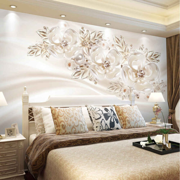 White Floral Wall Mural Model Navazesh ShopiPersia