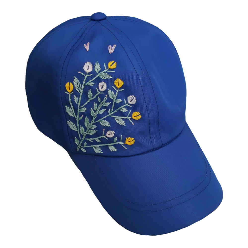 Women's Blue Embroidered Cap - Model Sara