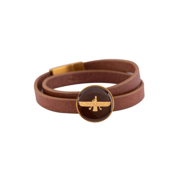Persian Leather Bracelet for Men and Women - Farvahar