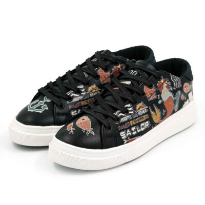 Graffiti Print Sneakers – Women’s Chic Casual Shoes Model Karin